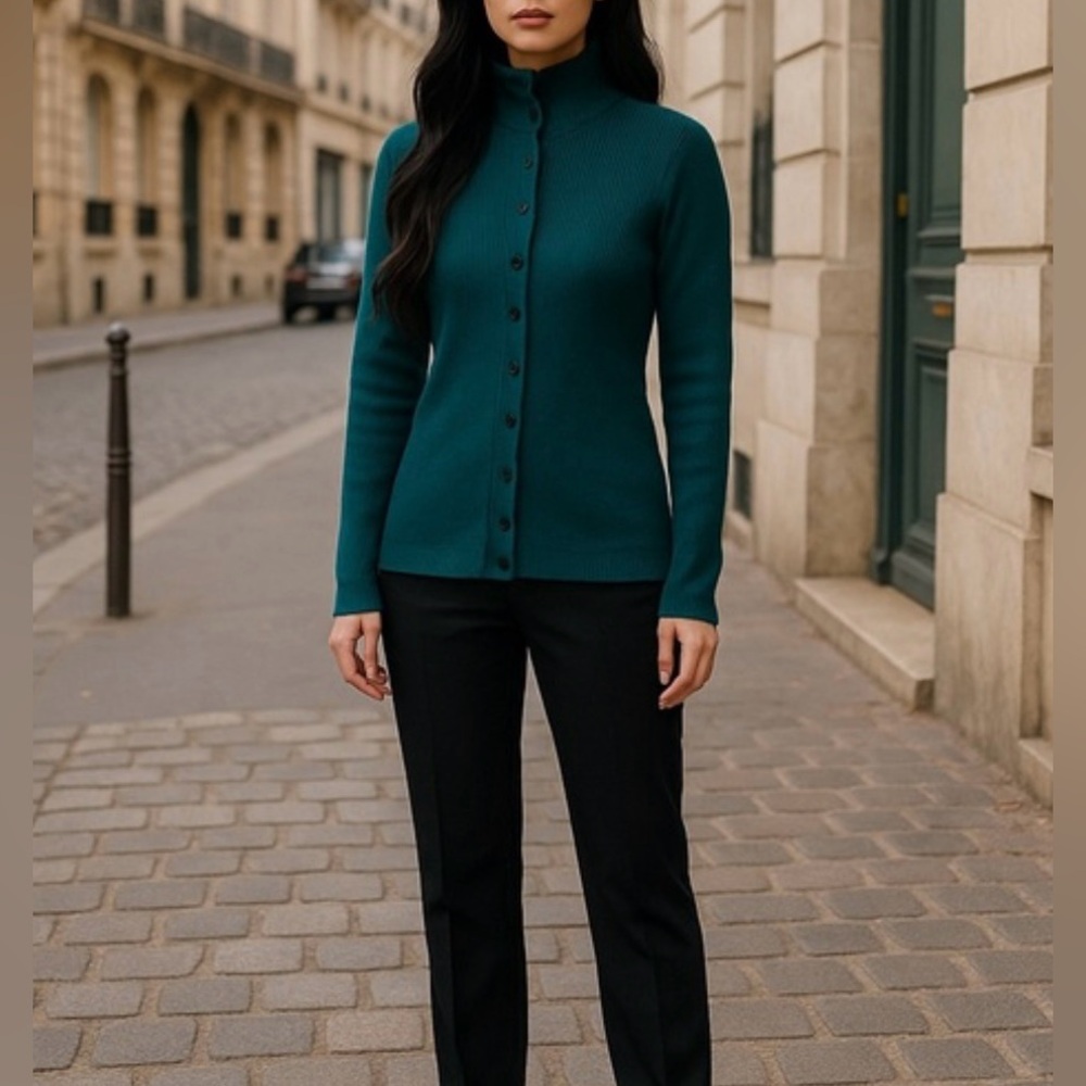 NWT Thakoon Ribbed Button Up Merino Turtleneck